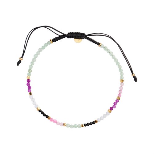 Stine A Mint Green Rainbow Mix With Black Ribbon Bracelet 3185-02-OS
